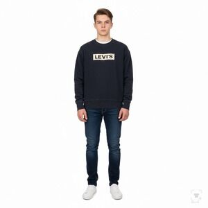Levi's Men's Relaxed Graphic Crewneck Sweatshirt in Navy Blue